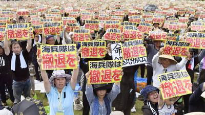 Thousands protest over US military bases on Japanese island