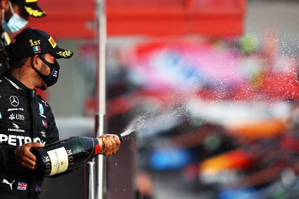 Lewis Hamilton wins at Imola as Mercedes take F1 title