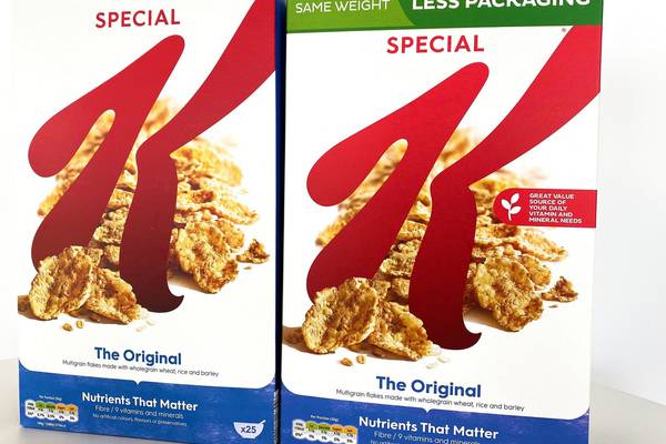 Kelloggs changes breakfast cereal boxes to cut costs and help the environment
