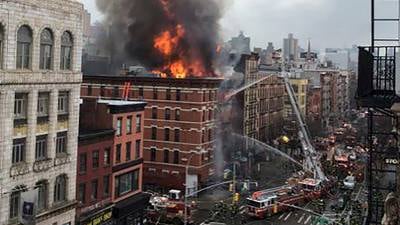Building collapses engulfed in flames in New York’s East Village