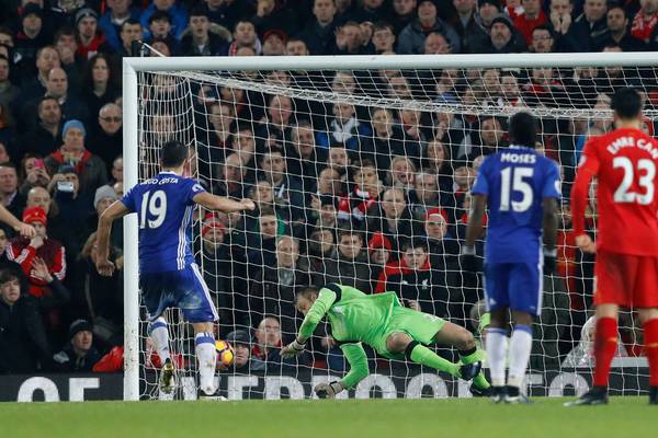 Diego Costa misses penalty but Chelsea leave Anfield with a point