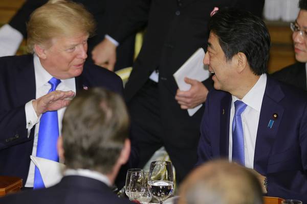 Trump and ‘Shinzo’: Mutual praise, fist bumps and bromance