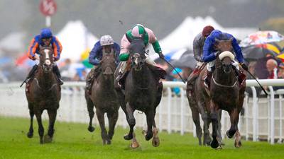 Here Comes When lands 20-1 surprise in soft-ground Sussex Stakes