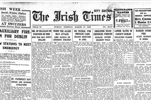 ‘Russian global rocket threat’: Irish Times front pages from St Patrick’s Days past