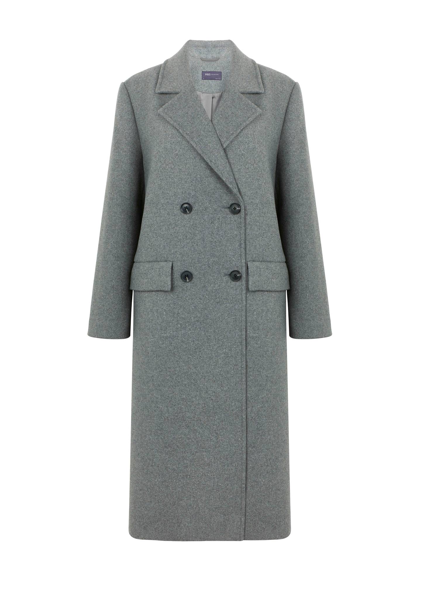 Grey overcoat, €125, M&S