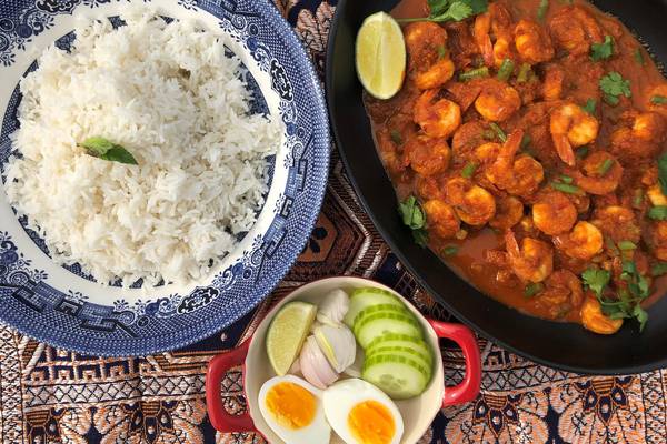 Escape to Malaysia with this recipe for prawn sambal with coconut rice