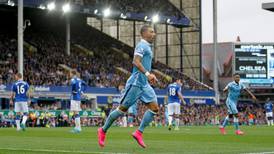 Man City wear down Everton to make it three from three
