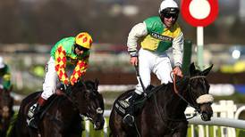 Many Clouds shows Grand National credentials at Kelso