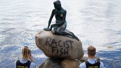 Danish police investigate after ‘racist fish’ is scrawled on Little Mermaid statue