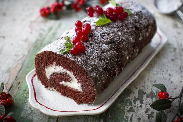 Donal Skehan: Red velvet roulade with redcurrants
