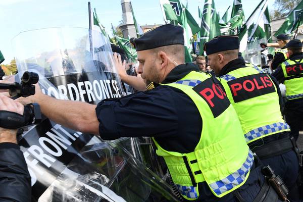 Dozens arrested as neo-Nazis and anti-fascists clash in Sweden