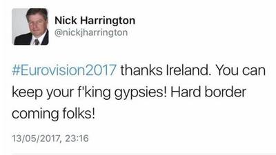Tory  suspended as racist tweet follows Irish Eurovision vote