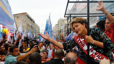Rousseff moves ahead of centre-right rival in opinion poll just ahead of election in Brazil