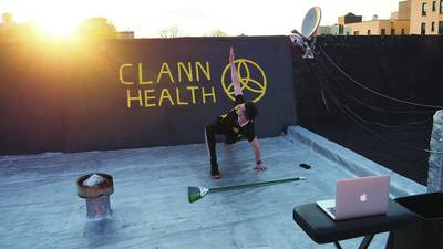 The Mayo man in New York teaching fitness classes from his rooftop