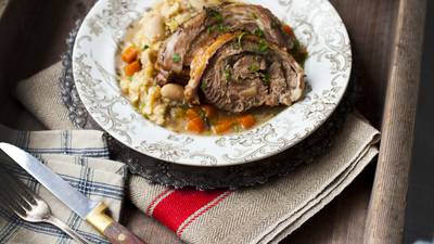 Beer-braised shoulder of lamb with butter bean mash