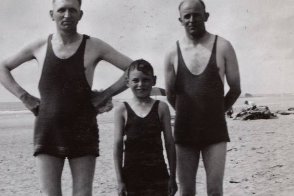 My mother created her own unisex swimming togs from scraps of wool. (And dad wore them too)