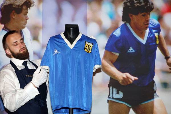 Maradona’s ‘Hand of God’ shirt sells for over £7m at auction