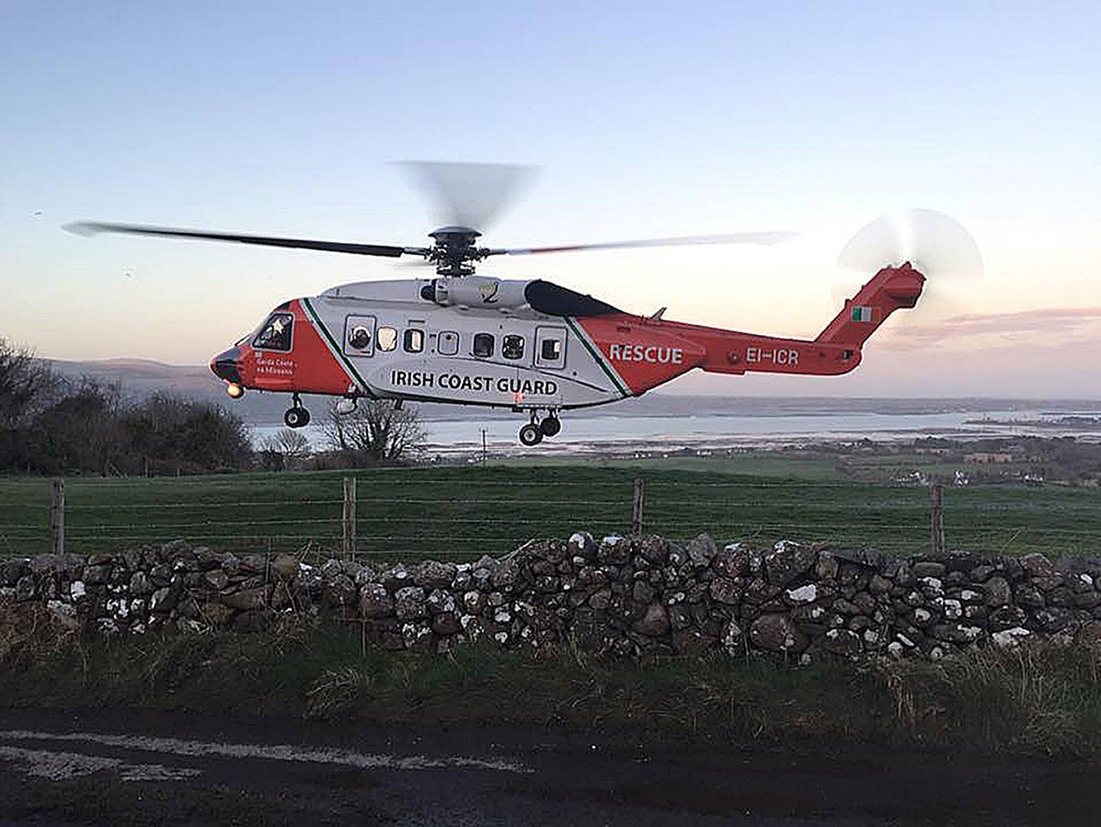 Handout photo taken with permission from the Facebook page of Irish Coast Guard one of their helicopters, as an Irish Coast Guard helicopter, with four crew on board, has gone missing off the west of Ireland. PRESS ASSOCIATION Photo. Issue date: Tuesday March 14, 2017. The Dublin-based aircraft was providing cover for another helicopter involved in an early morning rescue operation. See PA story IRISH Coastguard. Photo credit should read: Irish Coast Guard/PA Wire

NOTE TO EDITORS: This handout photo may only be used in for editorial reporting purposes for the contemporaneous illustration of events, things or the people in the image or facts mentioned in the caption. Reuse of the picture may require further permission from the copyright holder.