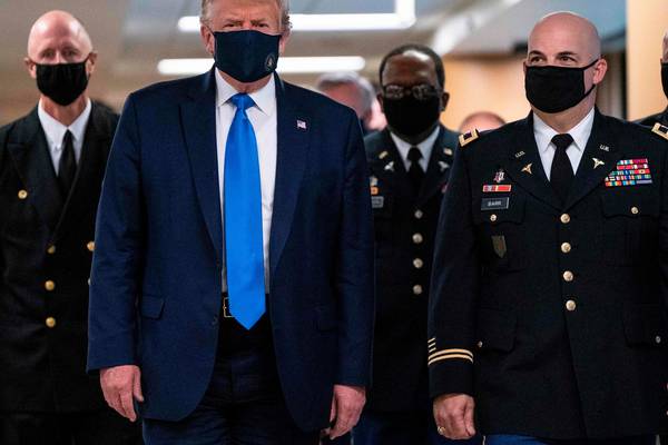 Trump wears face mask in public for the first time
