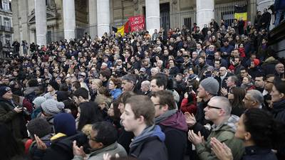 Brussels residents hold minute’s silence at Place de la Bourse