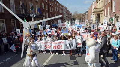 Thousands protest against pylons and wind turbines