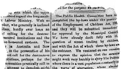 Under-11s banned from working as street traders: From the Archives, April 25th, 1904