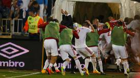 Serbia v Albania game abandoned after flag stunt leads to mass player brawl