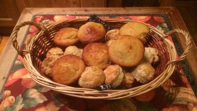 Thanksgiving: lemon & thyme buttermilk biscuits and   cornbread muffins