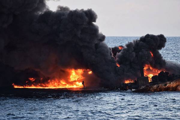 Oil slick from sunken Iranian tanker off China trebles in size