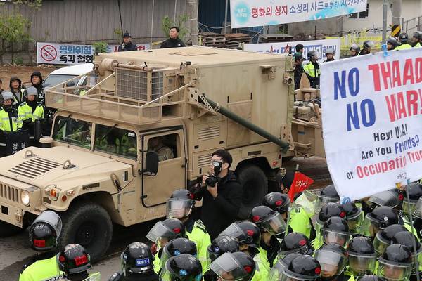 Protests as US starts to deploy anti-missile system in South Korea