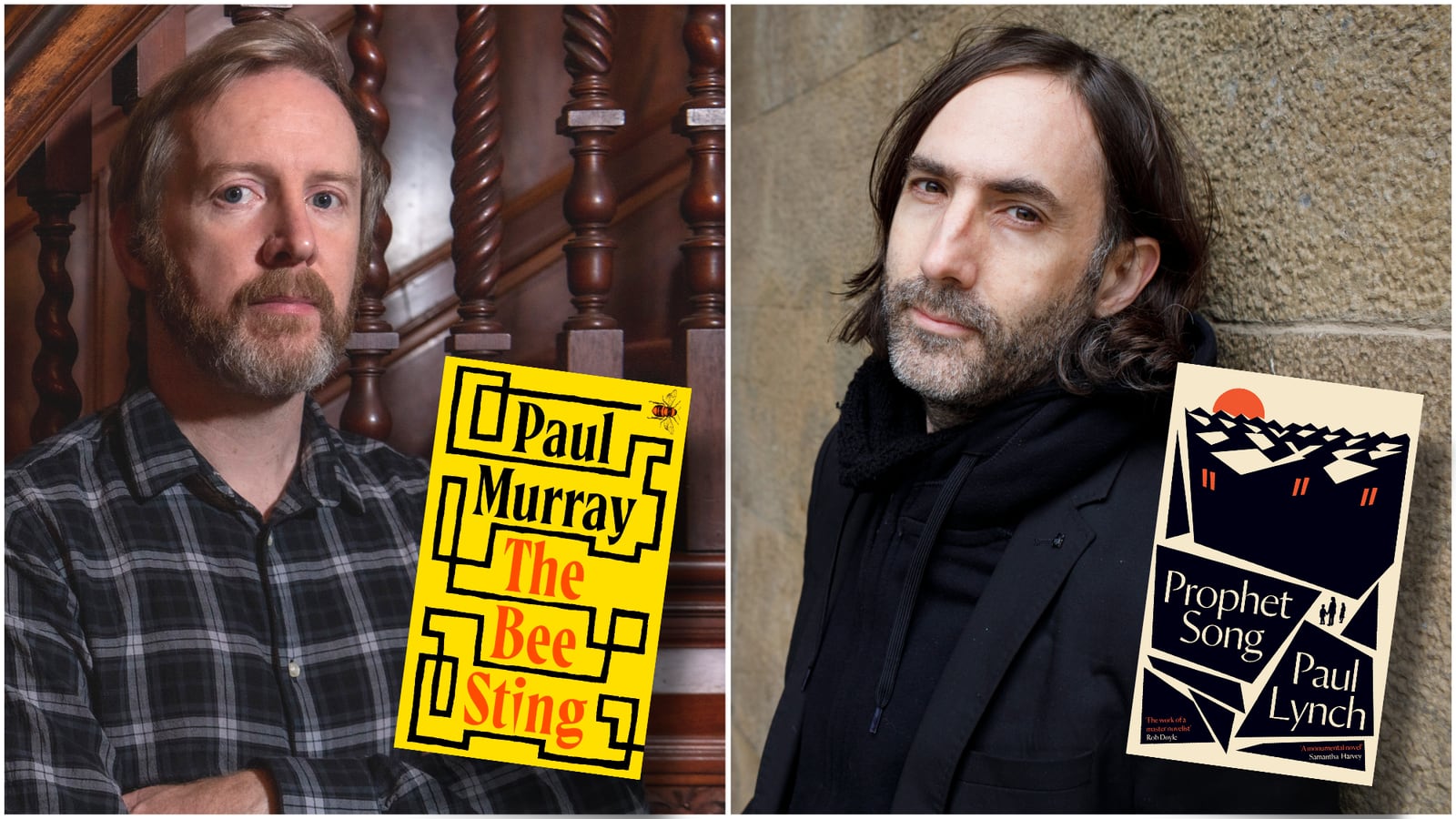Irish authors Paul Murray (left) and Paul Lynch who were named on Booker Prize 2023 shortlist