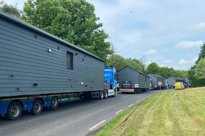 Protesters prevent delivery of modular homes to a site in Co Westmeath