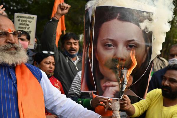 Greta Thunberg effigies burned in Delhi over support for farmer protests