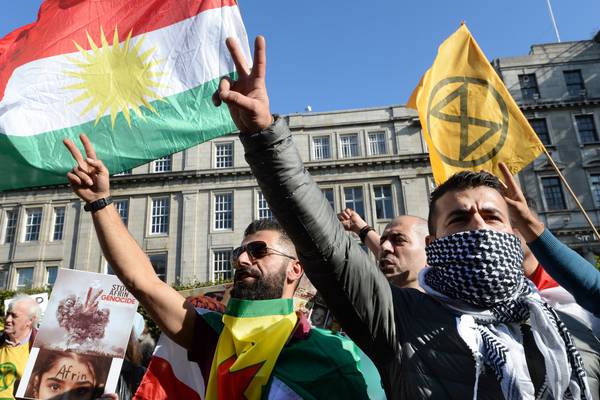 Kurdish people in Ireland hold rally against Turkish attacks