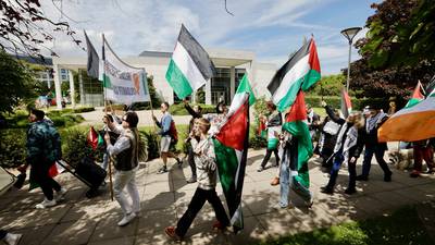 Students march through UCD calling on college to end academic ties with Israel