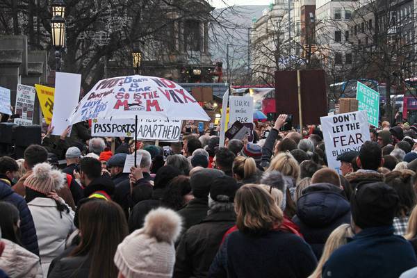 Hundreds gather in Belfast to protest against planned Covid-19 certification