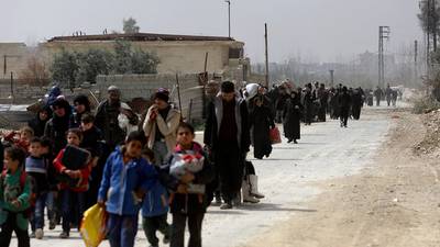 Civilians flee besieged eastern Ghouta as army advances