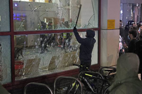 Seven arrested following violent protest in Bristol that saw police station attacked