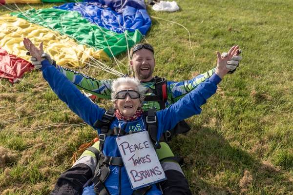 In pictures: Woman celebrates 90th birthday with ‘nice and easy’ charity skydive