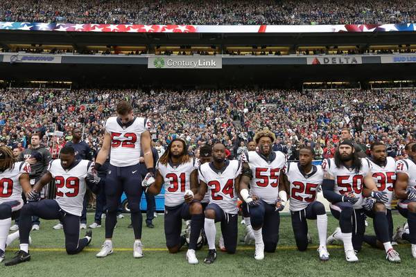 Most of NFL’s Houston Texans kneel during American national anthem