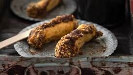 Cannoli with ricotta and chocolate nut butter sauce