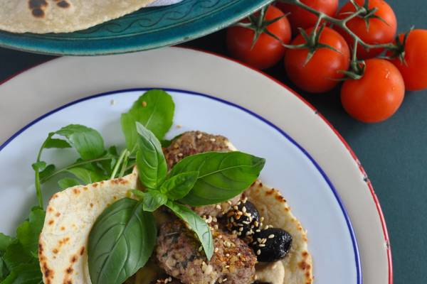 Lamb meatballs with feta and flatbreads