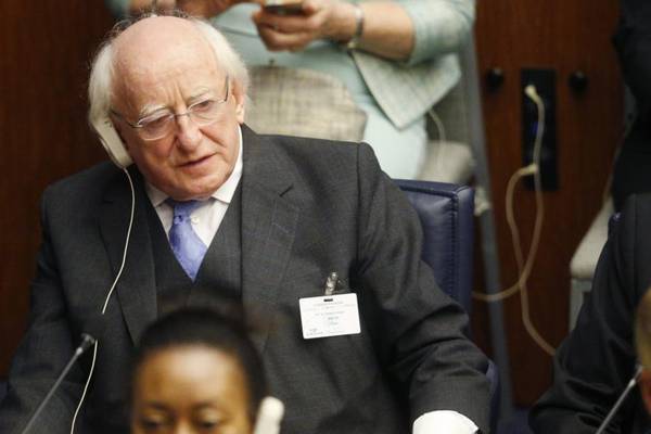 Michael D Higgins begins US visit with speech to United Nations