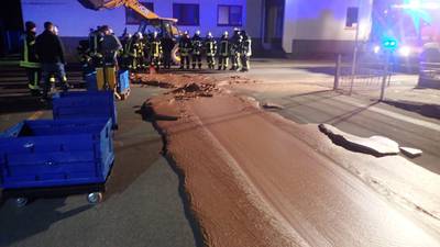 Factory leak sees German street paved with chocolate