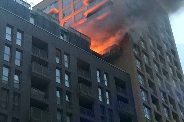 Firefighters tackle blaze at London high-rise flats building
