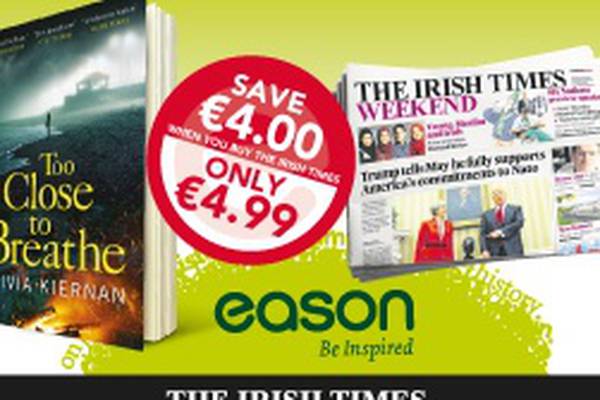 Too Close to Breathe by Olivia Kiernan is this week’s Irish Times book offer at Eason