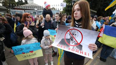 Protesters converge on Russian embassy in Dublin