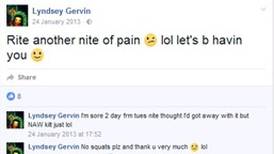Woman claiming crash injury denies Facebook posts on gym