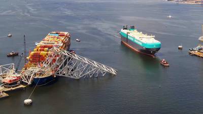 First ship leave Baltimore port after bridge collapse