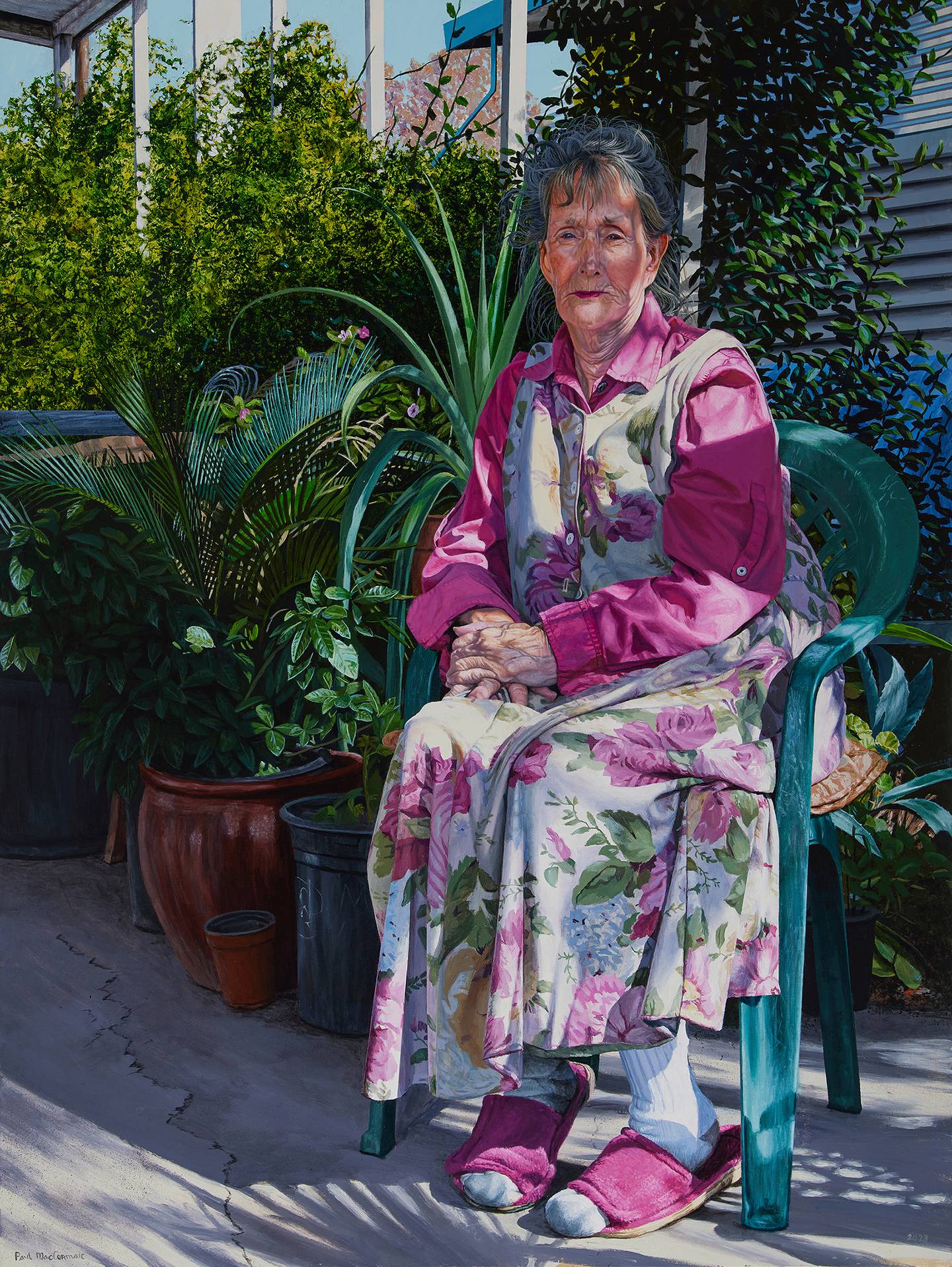 Paul MacCormaic (Dublin), Annie Murphy, former lover of Bishop Eamonn Casey, Mother of Peter Casey, at her home in California, 2023, acrylic and oil on canvas